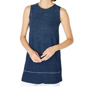 BEING DELETED J.Jill | Indigo Dye Low Tide 100% Cotton Tunic Tank Top